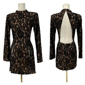 PrettyLittleThing x Kardashian Black Lace Bodycon Mini Dress Gothic Going Out